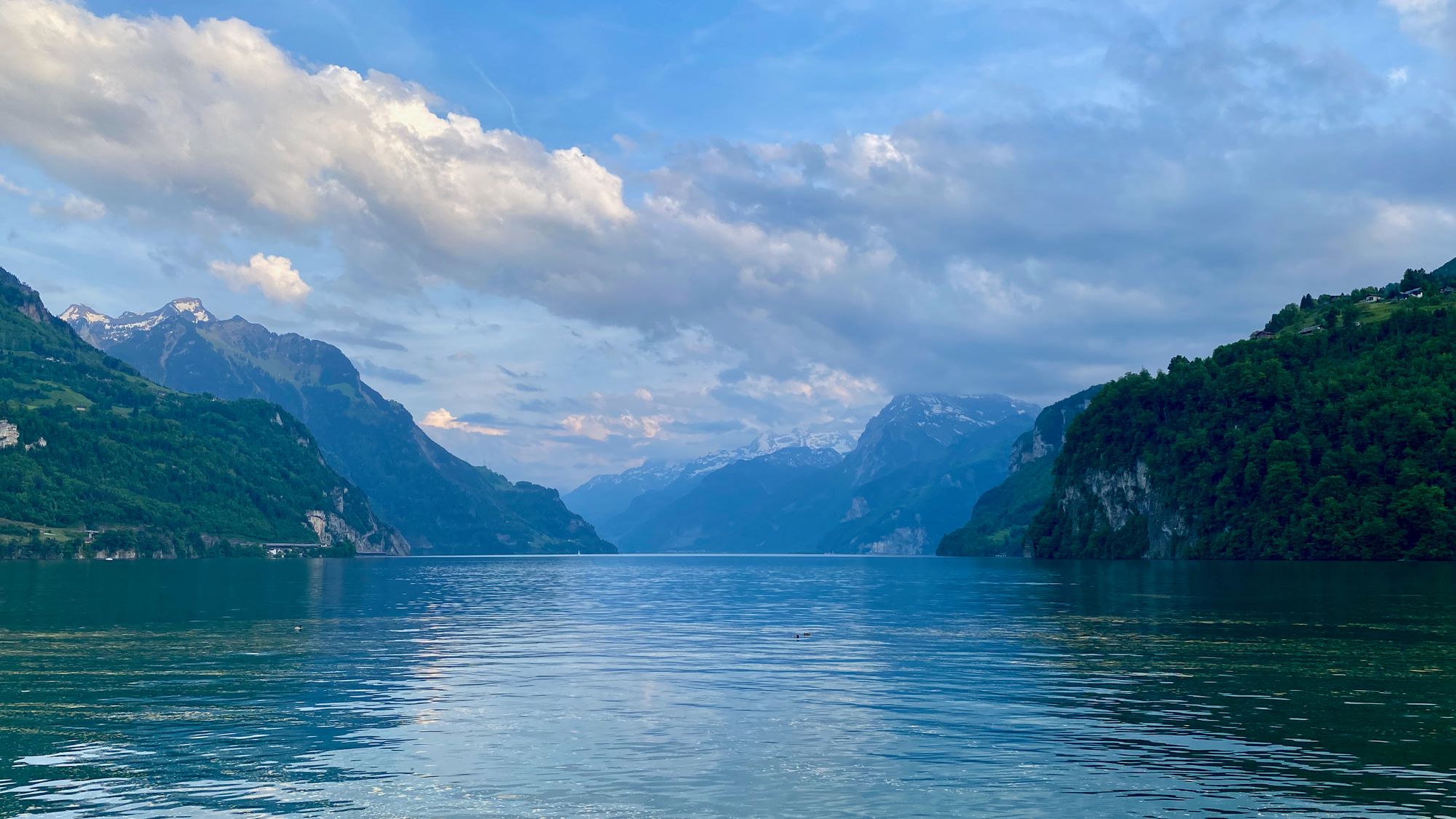 View over Lake Lucerne from Brunnen, Switzerland - spring road trip 2022