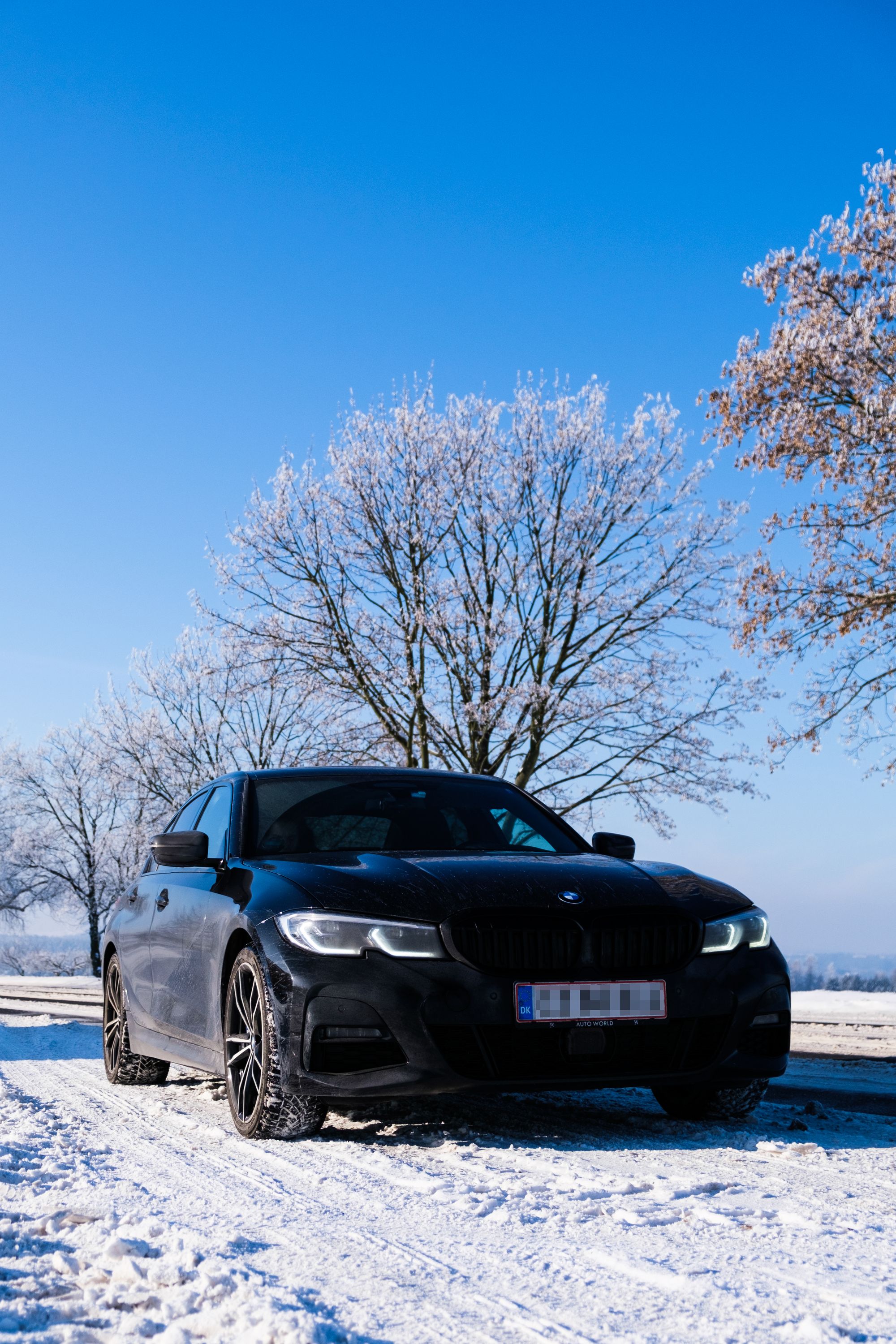 Our car on a snowy road in the Czech republic