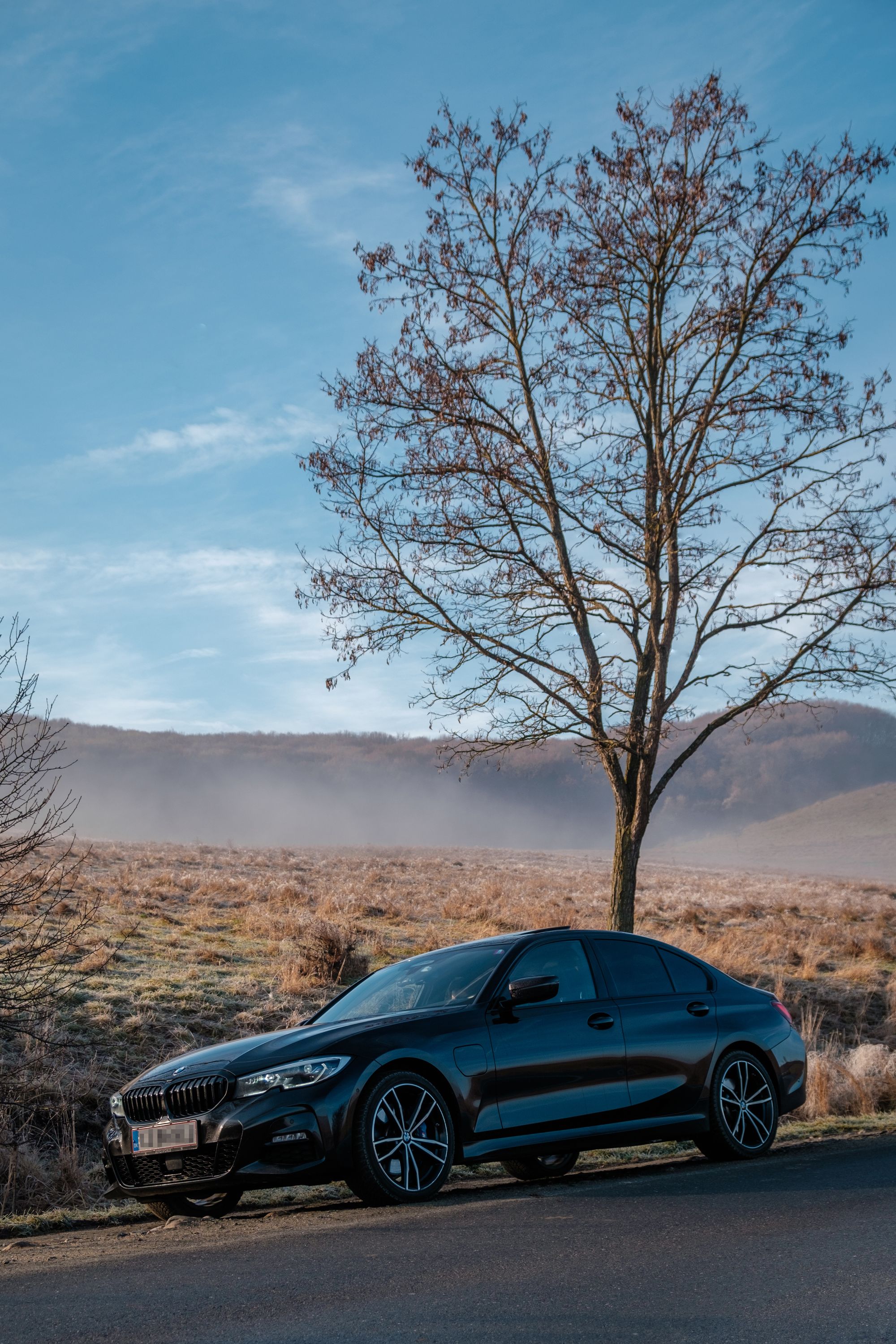 Our car on a winter road in Transilvania, Romania, road trip winter 2022