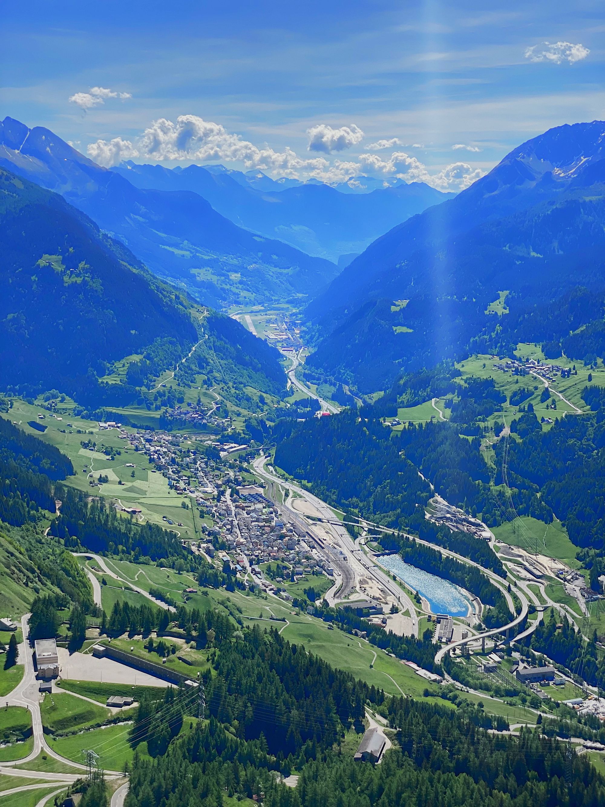 View over the valley from a viewpoint on the Saint Gotthard Pass