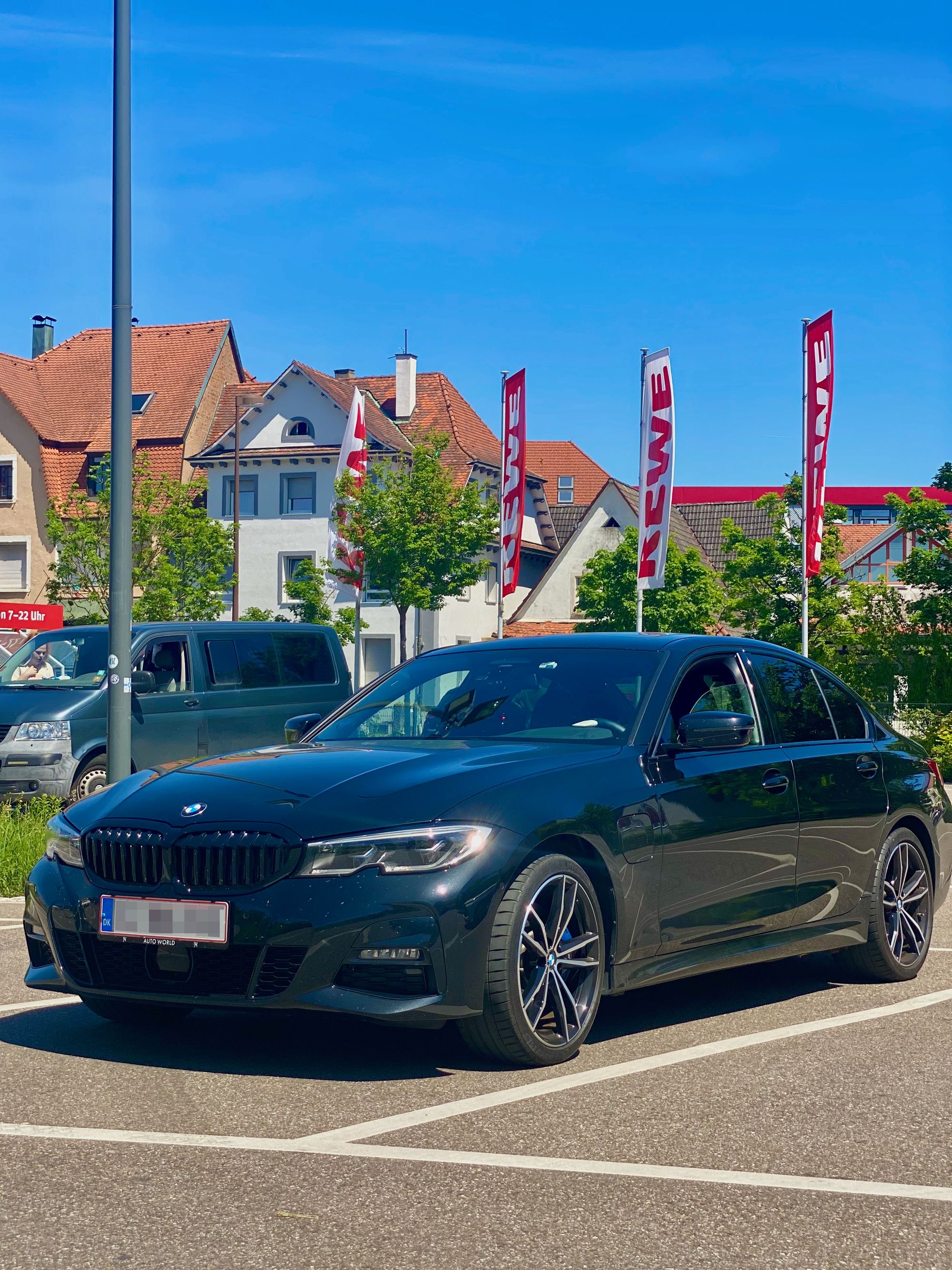 Parking at REWE, a stable for eating some healthy food in Germany while on the road