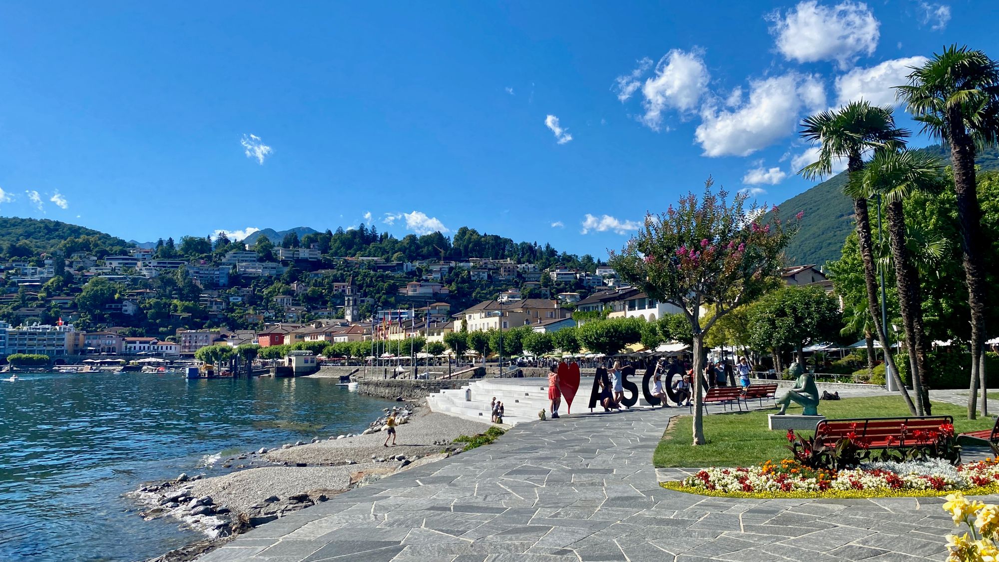 View of ascona promenade by Lake Maggiore