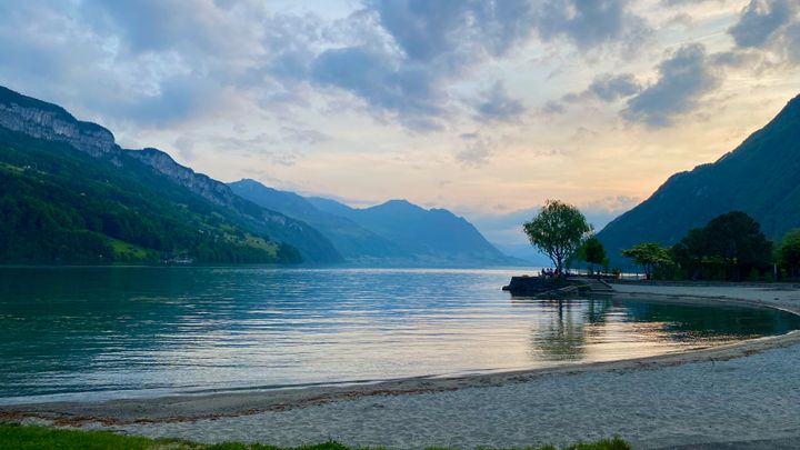 Sunset over lake Lucerne in Switzerland